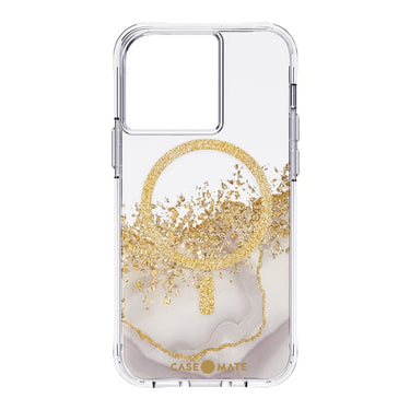 Case-Mate Karat Marble MagSafe Case For iPhone 15 - White / Gold